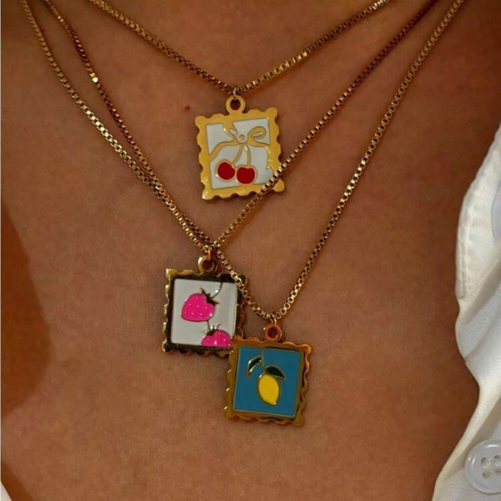 Gold Cherry Pendant Necklace S904